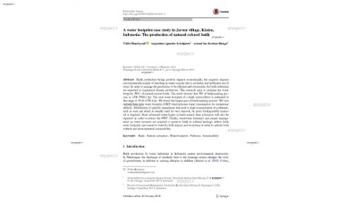 A water footprint case study in Jarum village, Klaten, Indonesia: The production of natural‑colored batik